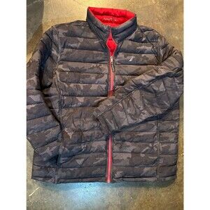 Nautica Men’s Reversible Charcoal Camo/Red Quilted Puffer Jacket Size 2XT Tall